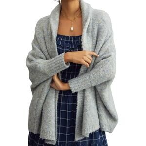 Anthropologie Angel of The North Gray Alpaca Blend Open Front Cardigan Size XL